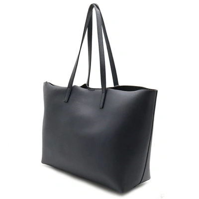 Shop Saint Laurent Shopping Navy Leather Tote Bag ()