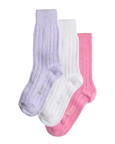 Shop Stems Box Of 3 Lux Cashmere & Wool-blend Sock In Pink