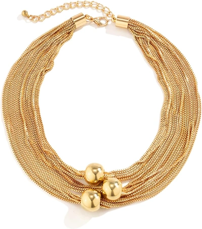 Liv Oliver 18k Gold Multi Link Layer Statement Necklace In Gold