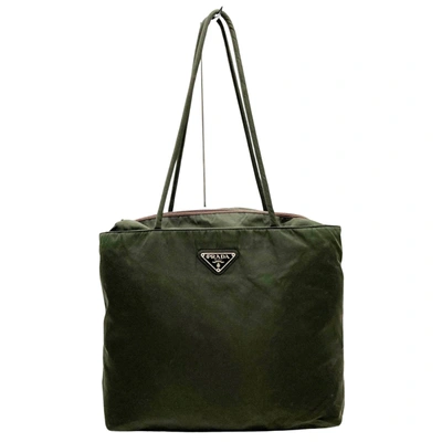 Shop Prada Tessuto Synthetic Shoulder Bag () In Green