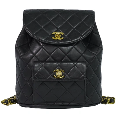 Pre-owned Chanel Duma Leather Backpack Bag () In Black