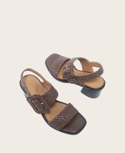 Gentle Souls Madylyn Woven Heel Sandal In Chocolate