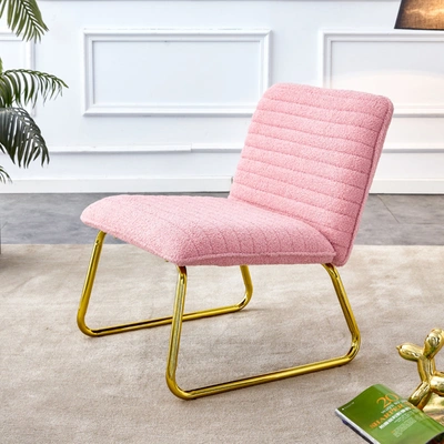 Shop Simplie Fun Modern Minimalist Pink Plush Fabric Single Person Sofa Chair