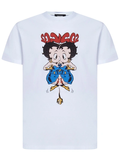 Shop Dsquared2 Betty Boop Cool Fit T-shirt In Bianco