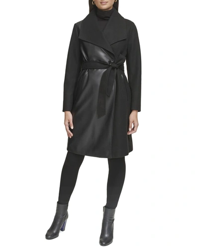 Shop Kenneth Cole Double Face Coat In Black