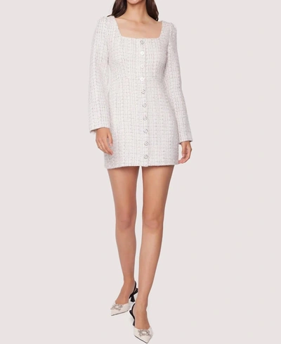 Lost + Wander Louise Long Sleeve Tweed Minidress In White