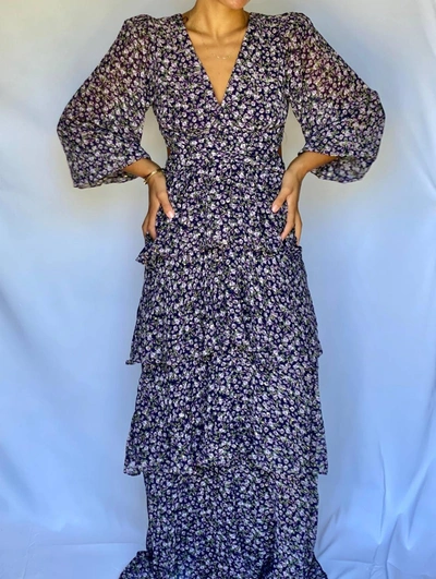 Shop Astr Anora Dress In Purple Ditsy In Multi