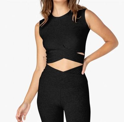 Shop Beyond Yoga Under Over Cropped Muscle Tank In Black