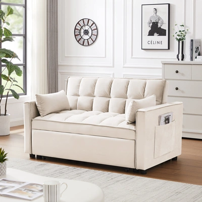 Shop Simplie Fun Modern Velvet Loveseat Futon Sofa Couch W/pullout Bed
