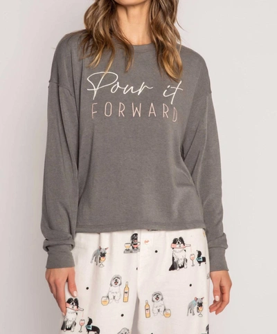 Shop Pj Salvage Pour It Forward Long Sleeve Top In Grey