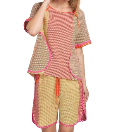 Shop Tricot Chic Drawstring Shorts In Pink Orange Multi