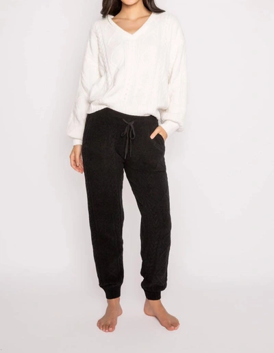 Pj Salvage Cable Sweater Banded Jogger In Black In Black