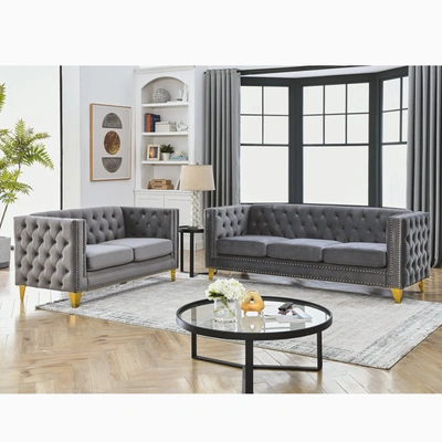 Simplie Fun 3seater + 2seater Combination Sofa. Grey Velv