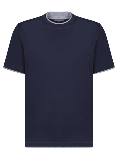 Shop Brunello Cucinelli T-shirts In Blue