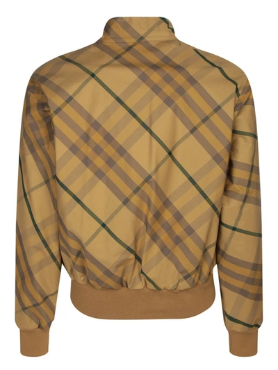 Burberry Check Motif Zip-up Bomber Jacket In Beige
