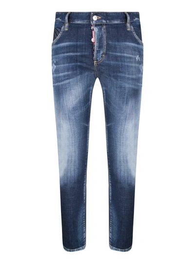 Dsquared2 Jeans With Maxi Logo Tag In Blue