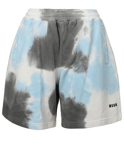 Msgm Tie Dye Pattern Bermuda In Blue