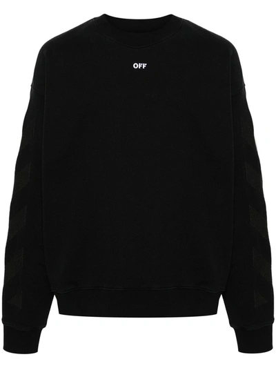 Off-white Logo Printed Crewneck Sweatshirt In Black