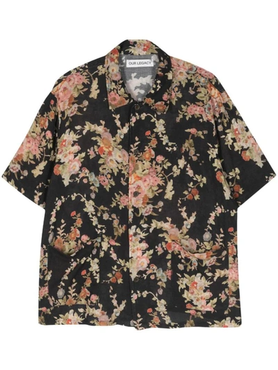 Shop Our Legacy Shirt In Black Floral Tapestry Print