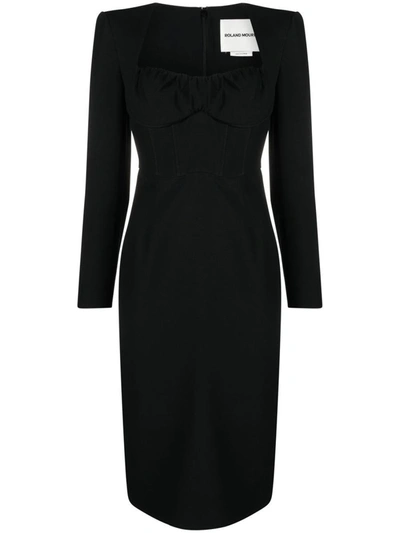 Shop Roland Mouret Wool And Silk Blend Midi Tube Dress In Black