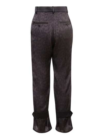 Sacai Leopard Print Trousers In Black