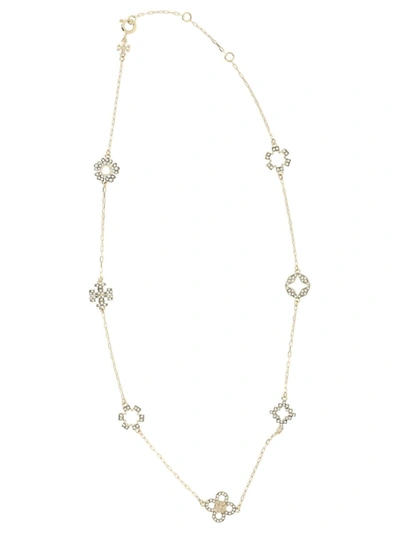 Shop Tory Burch "kira Clover" Necklace In Gold