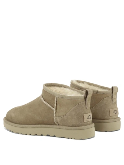 Shop Ugg "classic Ultra Mini" Ankle Boots In Beige