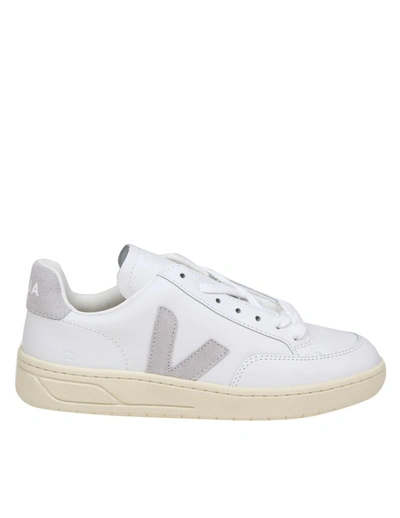 Shop Veja Leather Sneakers In White/light Grey