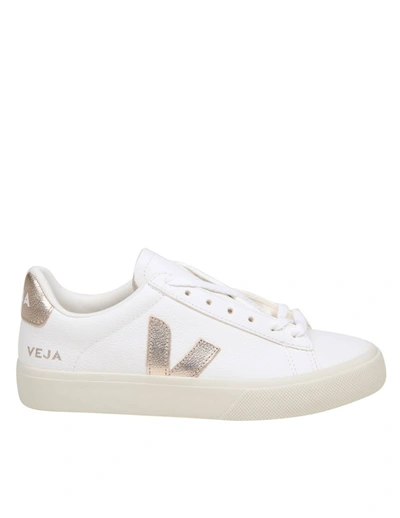 Shop Veja Leather Sneakers In White/platinum