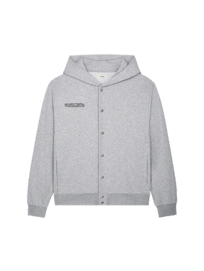 Shop Pangaia 365 Midweight Snap Button Hoodie In Grey Marl