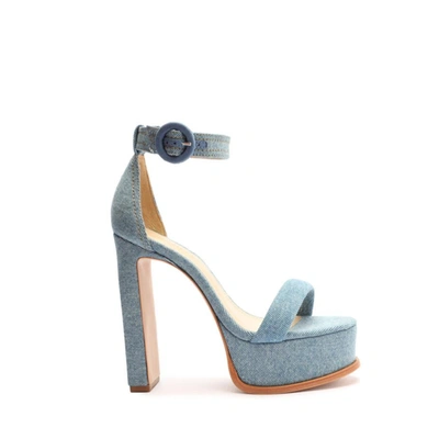 Shop Schutz Eduarda Denim Sandal In Blue &amp; Summer Jeans