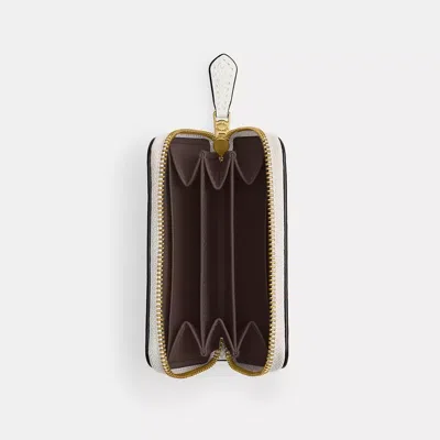 Coach Essential Small Zip Around Card Case In Brass/chalk