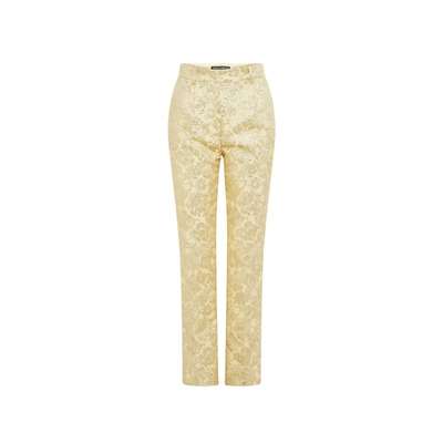 Shop Dolce & Gabbana Baroque Embroidered Pants In Gold
