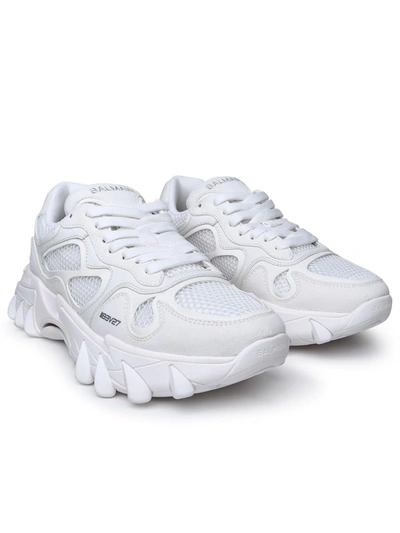 Shop Balmain White Suede Blend Sneakers