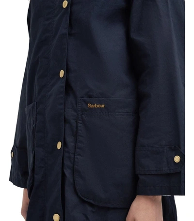 Shop Barbour Paxton Showerproof Blue Long Jacket