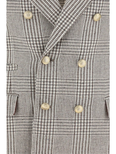 Shop Brunello Cucinelli Blazers E Vests In Sigaro/grigio/bianco