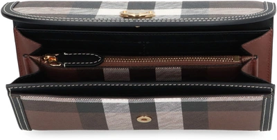 Shop Burberry Continental Wallet With Check Motif In Brown
