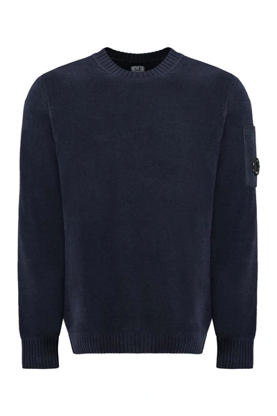 Shop C.p. Company Cotton Crew-neck Sweater In Blue