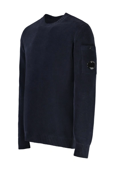 Shop C.p. Company Cotton Crew-neck Sweater In Blue
