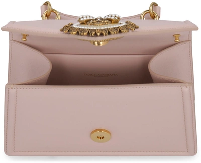 Shop Dolce & Gabbana Devotion Leather Mini-bag In Pale Pink