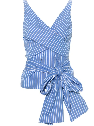 Dries Van Noten Colada Striped Wrap Top In Blue