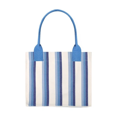 Shop Ganni Blue Striped Tote Bag