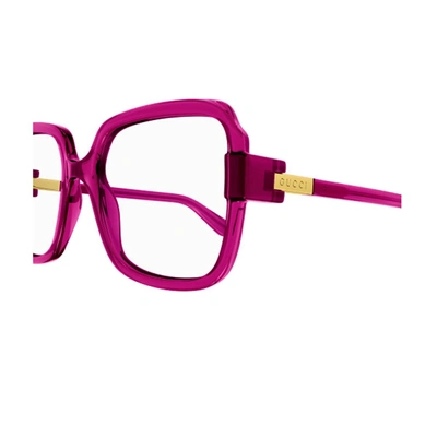 Shop Gucci Gg1433o Linea Lettering Eyeglasses In 003 Fuchsia