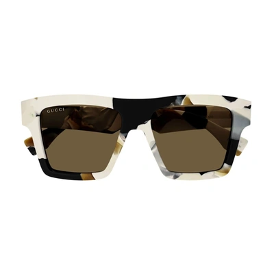 Shop Gucci Gg1623s Linea Lettering- Special Edition Sunglasses In 002 White/black