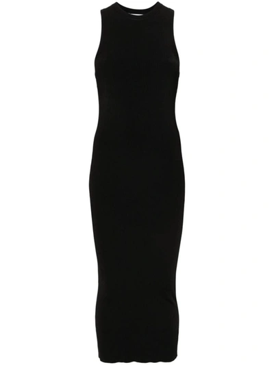 Shop Iro Ribbed Cotton Midi Dress In Black