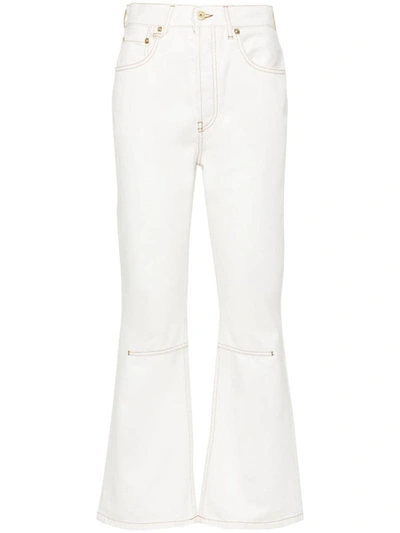 Shop Jacquemus Trousers In Off-white/tabacco