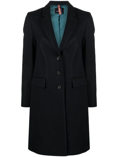Shop Paul Smith Wool Blend Single-breasted Coat In Blue