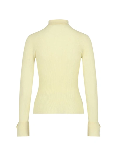 Sa Su Phi Ribbed Cashmere Blend Sweater With Polo Neck In Yellow