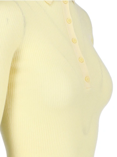 Sa Su Phi Ribbed Cashmere Blend Sweater With Polo Neck In Yellow