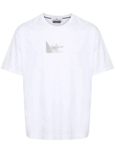 Shop Stone Island T-shirts And Polos White